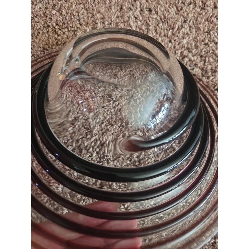 Vintage Art Glass Bowl Concentric Swirl Spiral Center Catchall Accent Dish